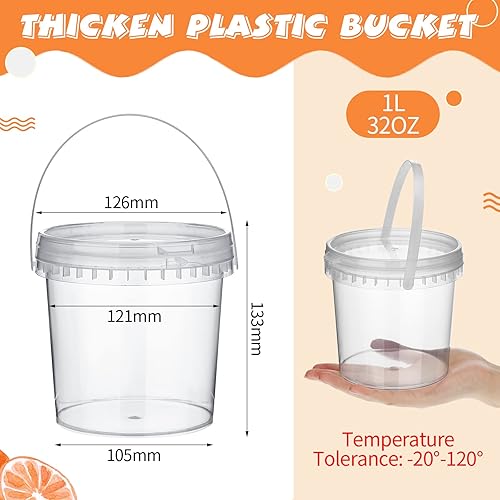 Miniatura 2 de Skylety 24 recipientes para helados con tapa y asa, contenedores de almacenamiento de alimentos aptos para microondas y congelador de plástico de 32