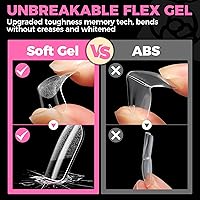 Vista 6 de UNA GELLA Puntas de uñas postizas extra cortas: 504 unidades de uñas cuadradas falsas preformadas XS, uñas cuadradas cortas a presión, puntas