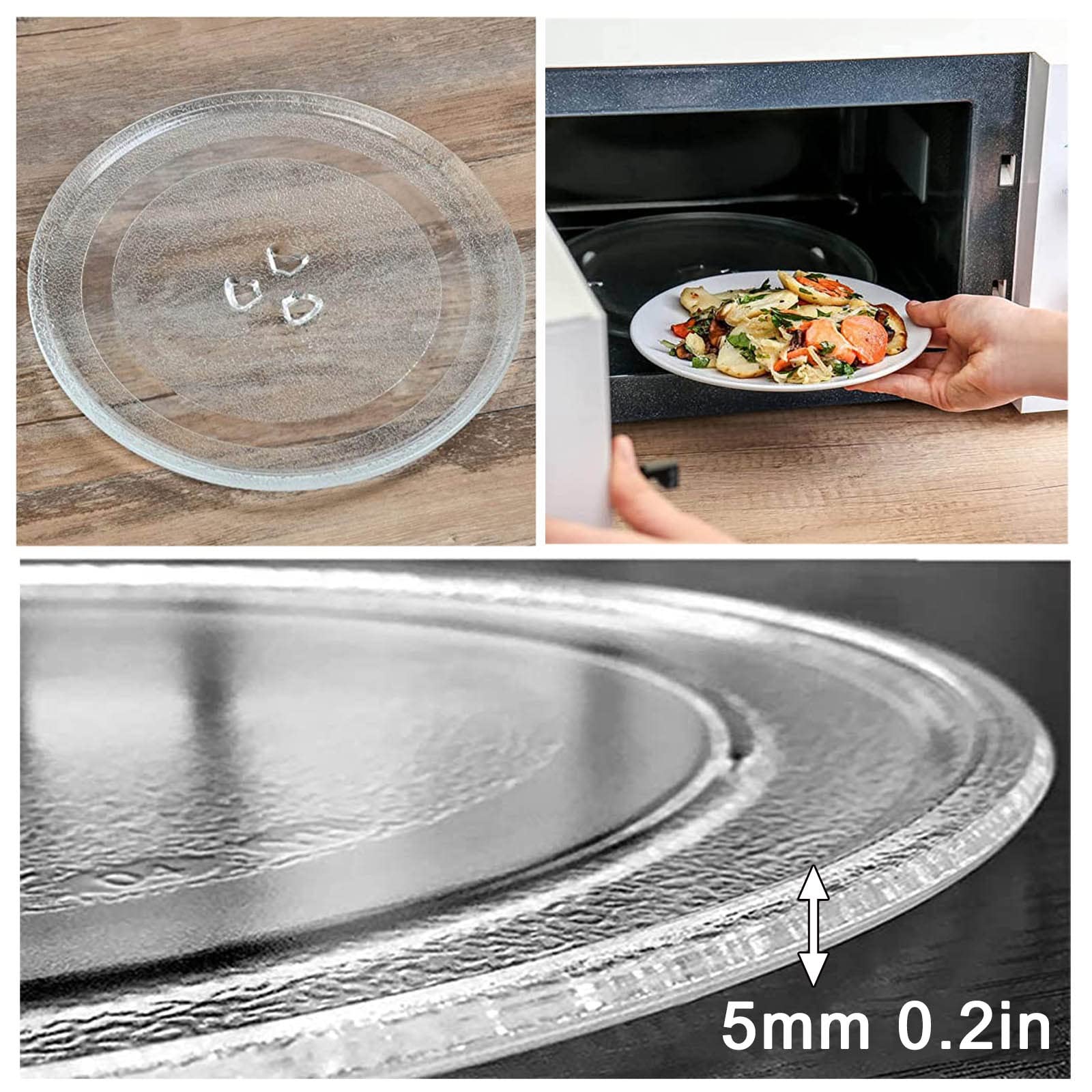 Universall Glasteller Drehteller Für Mikrowellen, Rund Mikrowellenteller Mit Ring Drehteller Halter, Ersatz Mikrowellenteller Für Diverse Mikrowellen, Résistant Aux Hautes Températures ( Color : Clear