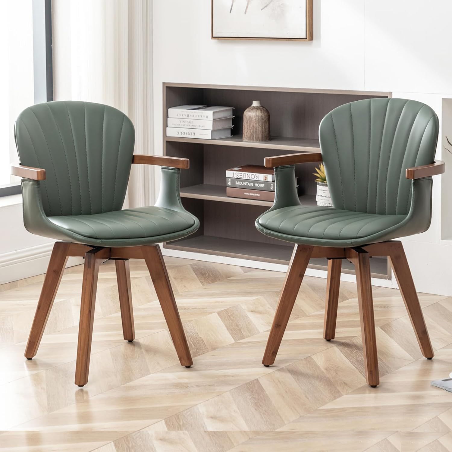 LUNLING Swivel Dining Chairs Set of 2, Mid Century Modern