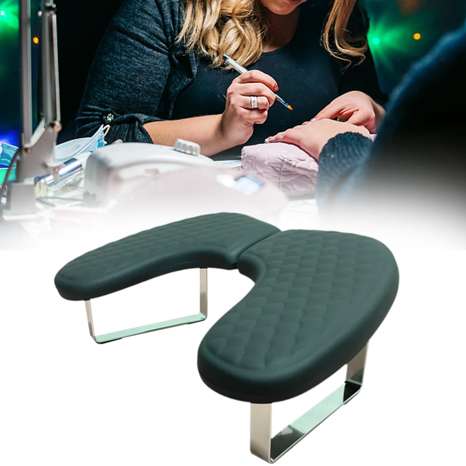 Soporte en U para Manicura, Reposamanos para Uñas, Accesorio de Decoración de Uñas, Cojín Antideslizante, Negro