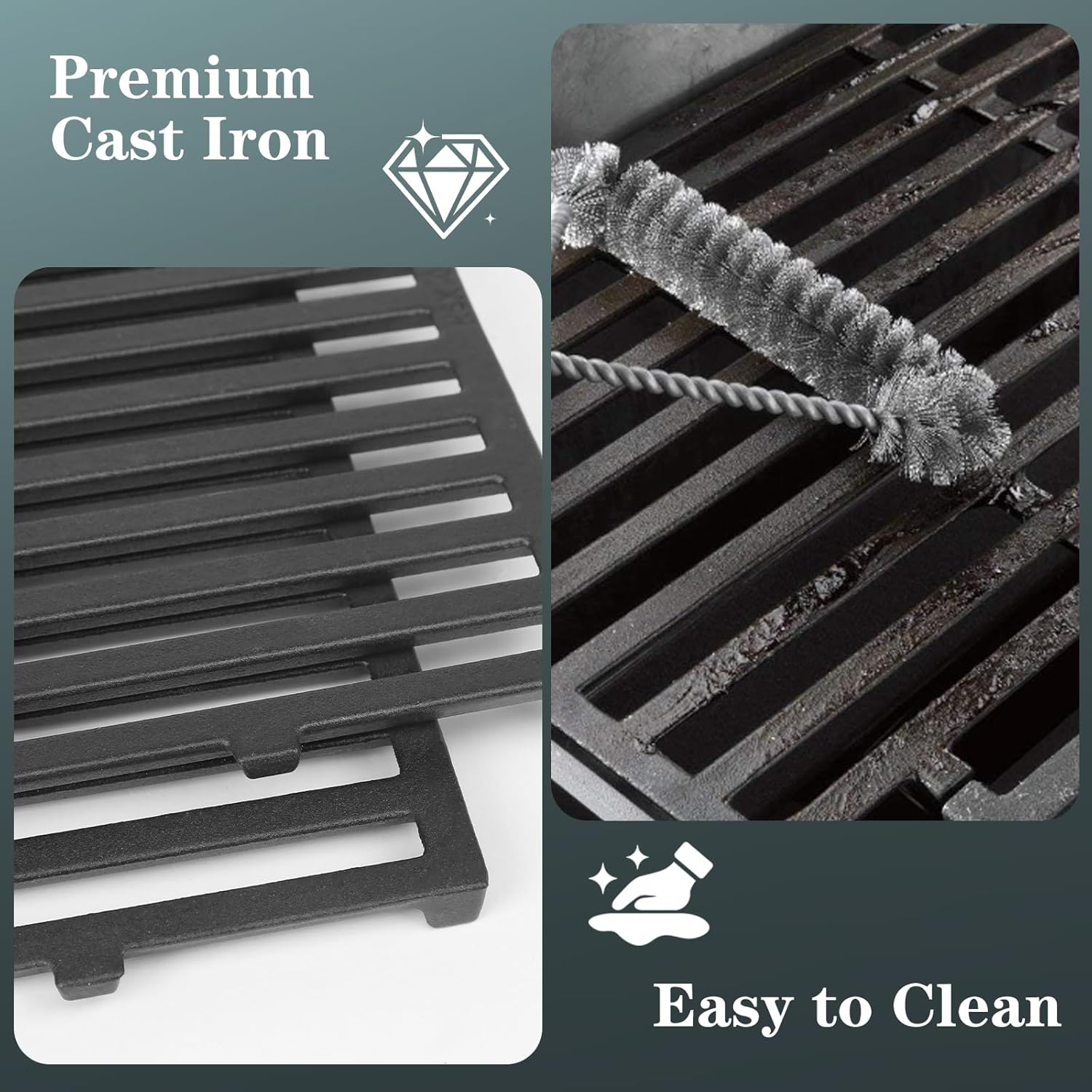 Grill Grates for Weber Spirit e310, 17.5" Grates for Weber Spirit I & II 300 Series, Spirit E/S-310, E/S-320, E/S-330, Spirit 700, Genesis 1000-3500, Genesis Silver Gold Platinum B/C, 7638 7639