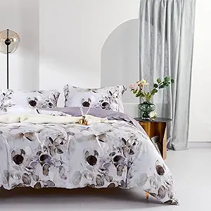 MILDLY Duvet Covers Queen Size - 100% Long-Staple Cotton Soft & Breathable Cobblestone Watercolor Painting Abstract Comforter Cover Set 500TC