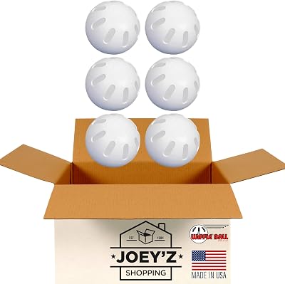 JOEY'Z Baseball Set Compatible with Original Wiffle® Ball Bundle - 6 Pack - Set of Plastic Baseballs and Softballs - Blitzball Champion Mini Home Outdoor Baseball Strike Zone Wiffle Ball