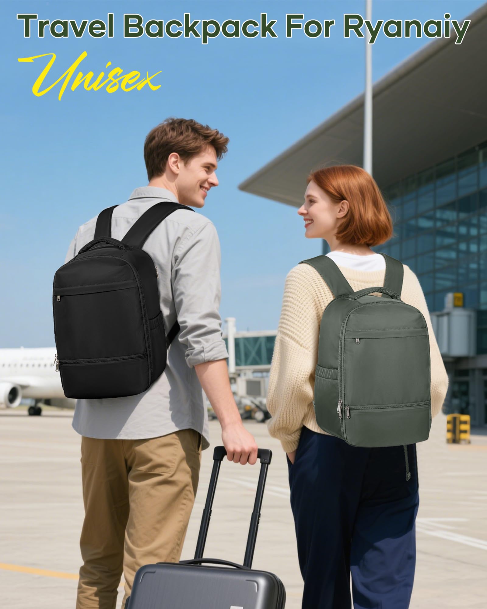 SZLX Zaino da viaggio grande da donna da escursionismo sportivo da esterno impermeabile da scuola casual laptop da 14 pollici con porta di ricarica USB scomparto per scarpe