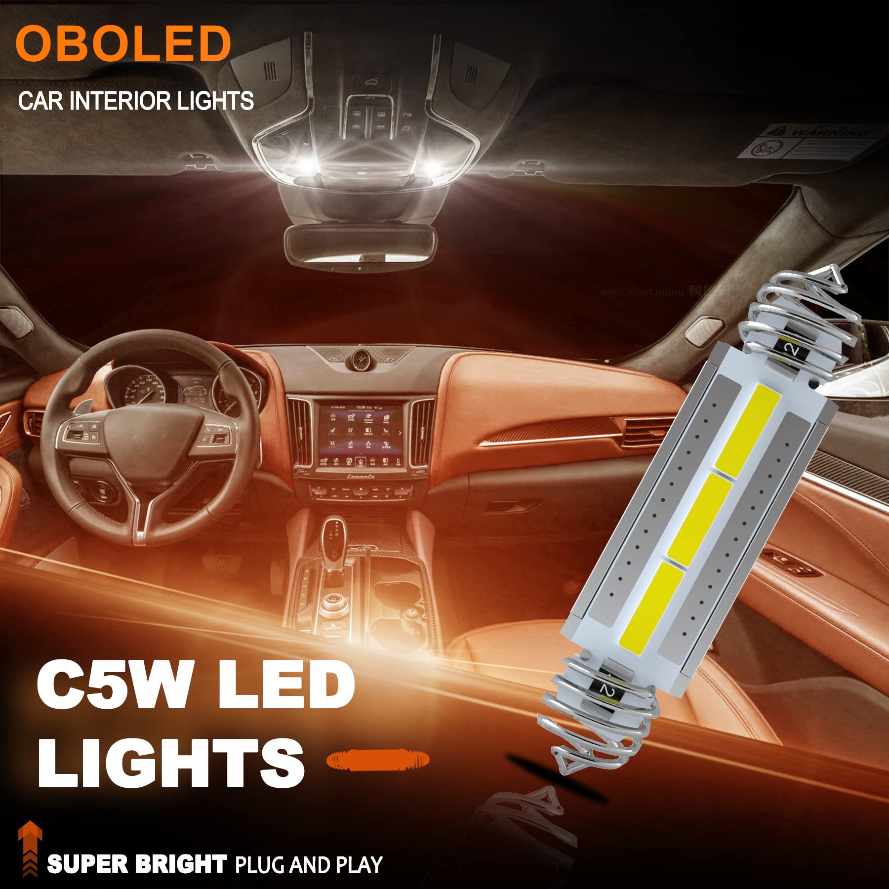 Żarówki LED 39 mm, 42 mm, C5W, CANBUS 12 V, 38-42 mm, do wnętrza samochodu, Festoon, tablica rejestracyjna 6000 K, biała, 2 sztuki (38-42 mm)