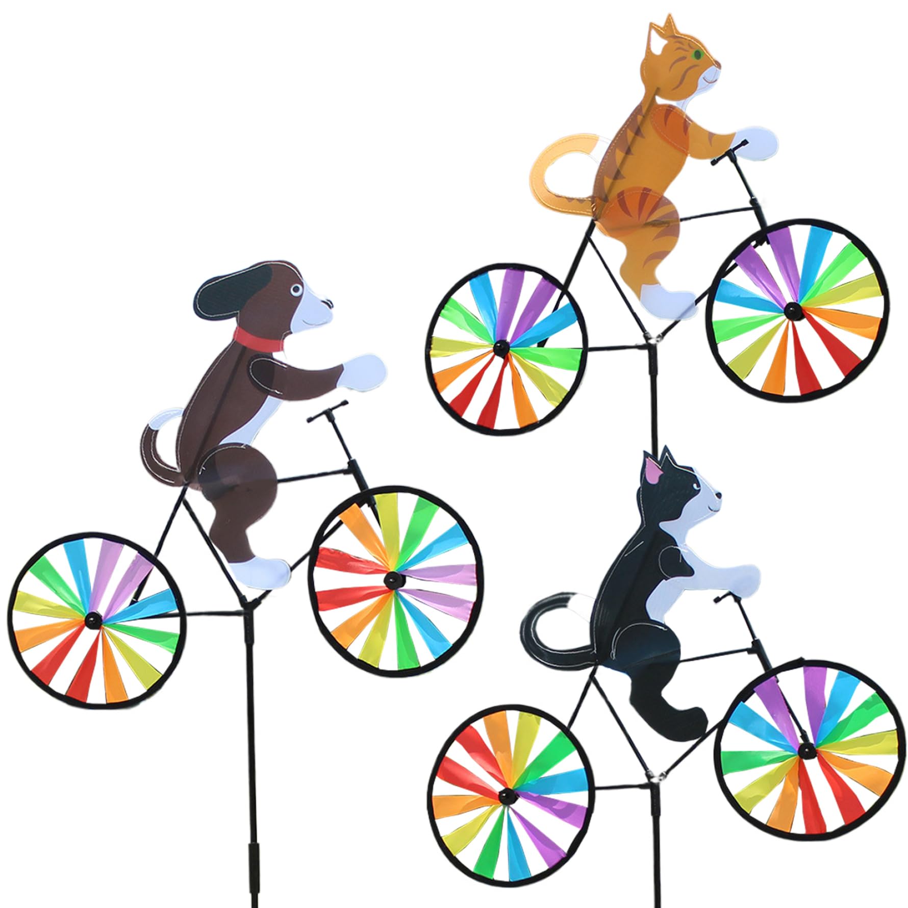 Molinillos de viento de gato y perro para dar vida y movimiento a jardines apagados
