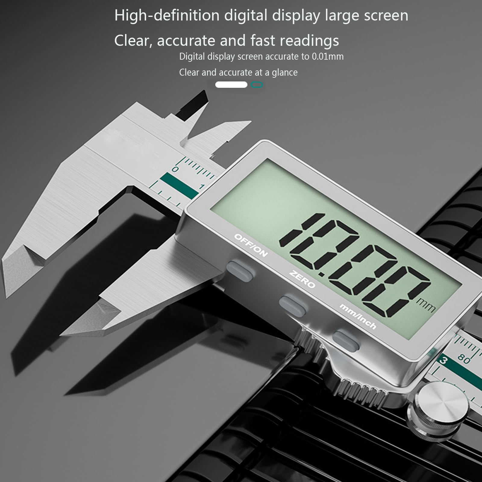 Calibre Digital, Pie De Rey Profesional Acero Inoxidable Con Pantalla LCD Grande,Conversión De Pulgadas/Milímetro Y Interruptor De Alimentación Automático,150mm