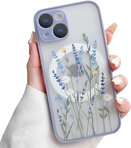 Skyseaco Funda para iPhone 13 Mini compatible con MagSafe para protector trasero de policarbonato transparente esmerilado, diseño floral, a prueba Skyseaco Funda para iPhone 13 Mini compatible con MagSafe para protector trasero de policarbonato transparente esmerilado, diseño floral, a prueba