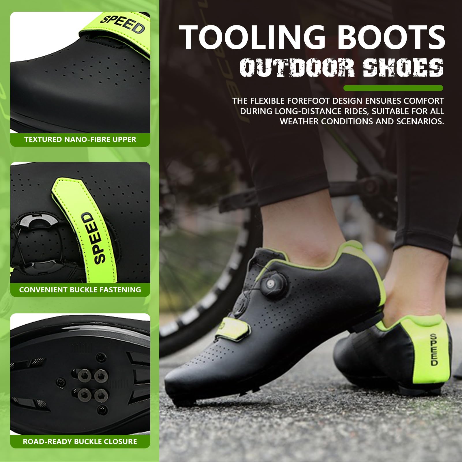 LZQpearl buty rowerowe, buty szosowe i górskie rower z gumową podeszwą, buty rowerowe do wnętrza antypoślizgowe i oddychające z systemem szybkiego obracania koronki
