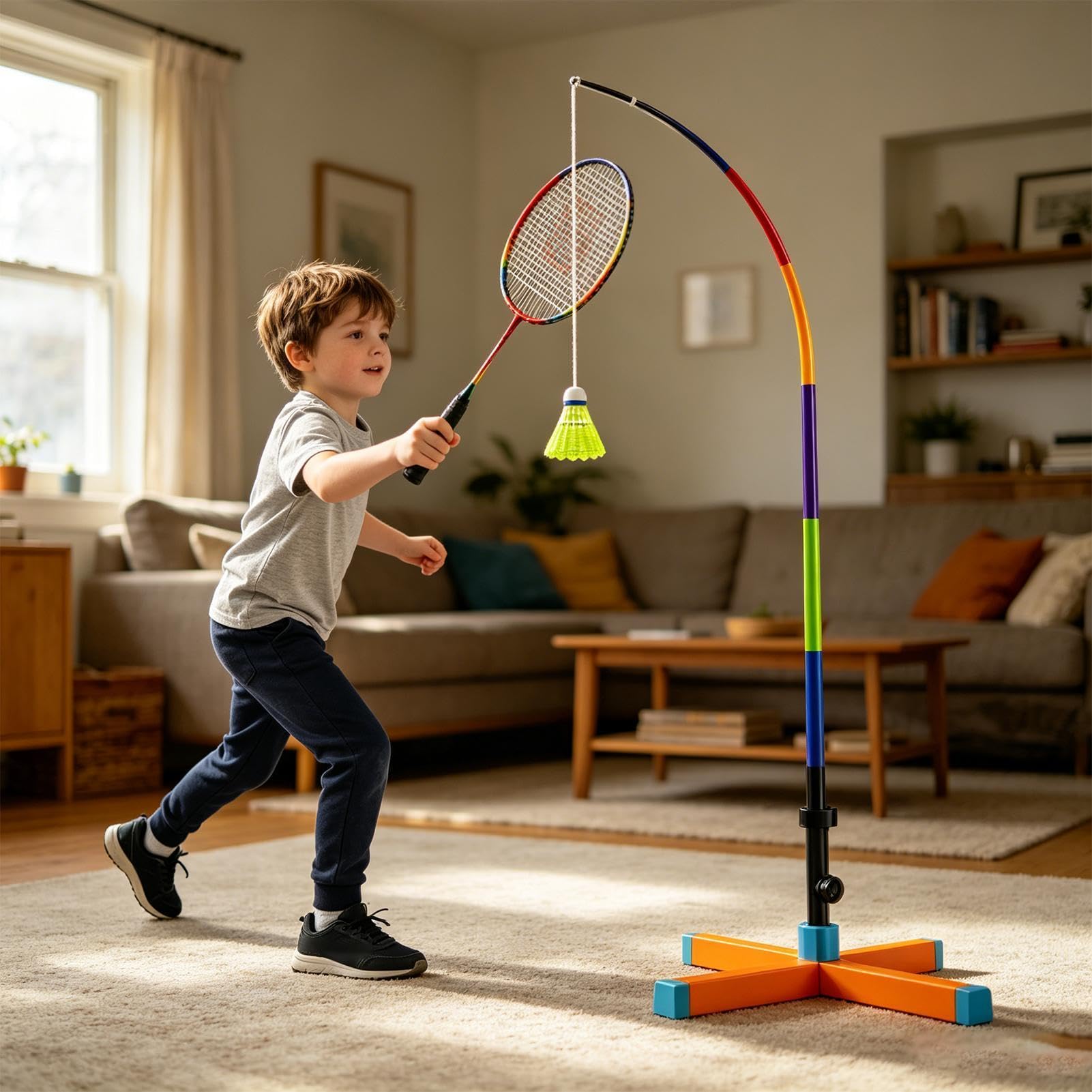 Entrenador de Bádminton Individual Rebote Automático para Un Solo Jugador | Soporte para Practicar Bádminton para Salón, Balcón, Gimnasio, Pista, Parque, Jardín, Principiantes, Niños y