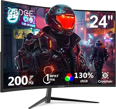 Z-Edge 24 inch Curved Gaming Monitor, 200Hz 165Hz, 144Hz FHD 1080P