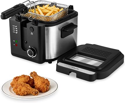 Pukomc Electric Deep Fryer with Basket,Adjustable Temperature Frying Pot for Home Use,Removable Lid and 2.5L Non-Stick Inner Pot & Easy to Clean | Frying Pot for Home Use,Viewing Window,Detachable Frying Basket,Removable Lid and Non-Stick Inner Pot & Easy to Clean
