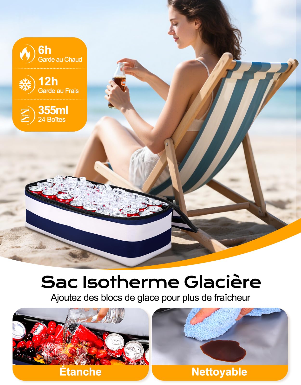 CIRYCASE Grand Sac de Plage XXL Isotherme 54L Cabas Voyage Femme Pliable Étanche Compartiment Sec-Humide Sac Fourre Tout Sport Vacance