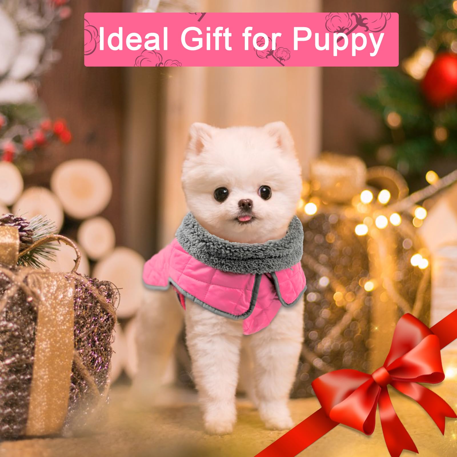 Fragralley Abrigo para perro, impermeable, resistente al viento, abrigo reflectante para clima frío con agujero para arnés, chaleco de forro polar cálido para perro, ropa de cachorro pequeño, mediano