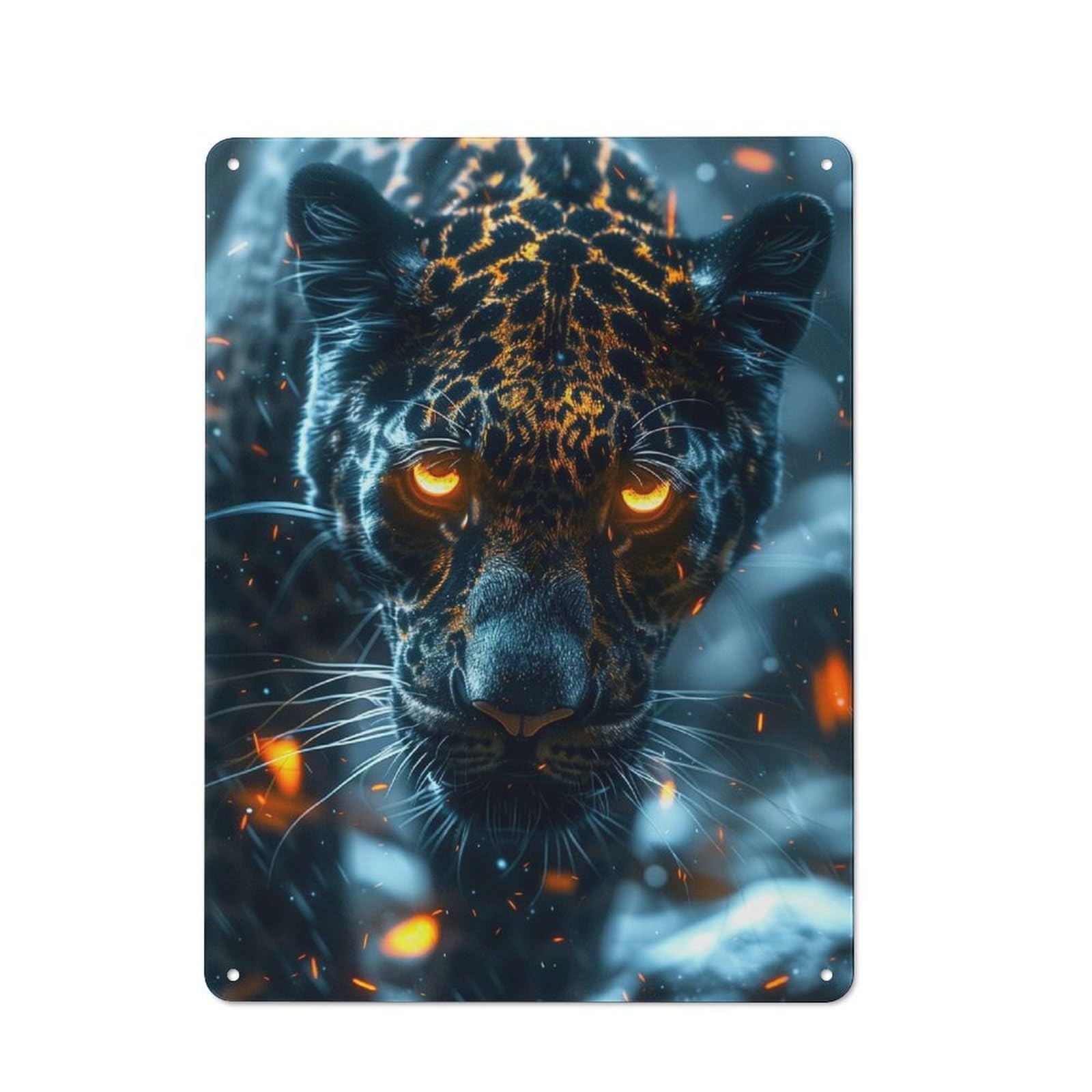 Junmoney Snow Leopard Metal Sign 40X30cm With For Workshop Wall, Retro Decor, For Garage, Workshop And Man Cave Decoration