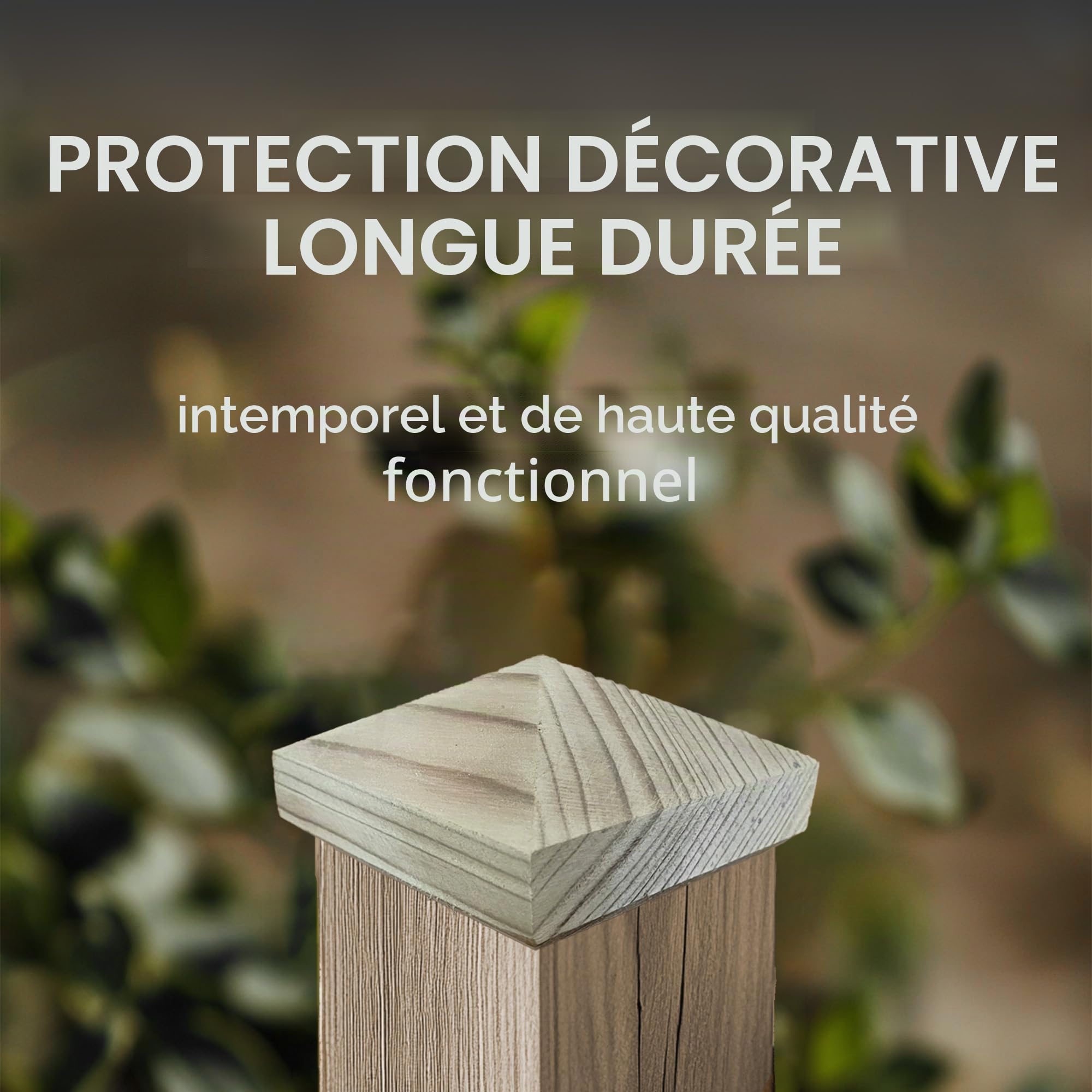 Lot de 1 à 10 capuchons de poteau en bois pyramide H2i - Taille : 80 mm / 100 mm / 130 mm (2) - 10 pièces de 100 x 100 mm.