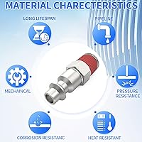 Vista 5 de ChillWaves Enchufe de aire industrial, enchufes neumáticos macho NPT de 1/4", accesorios para compresores de aire (paquete de 15)