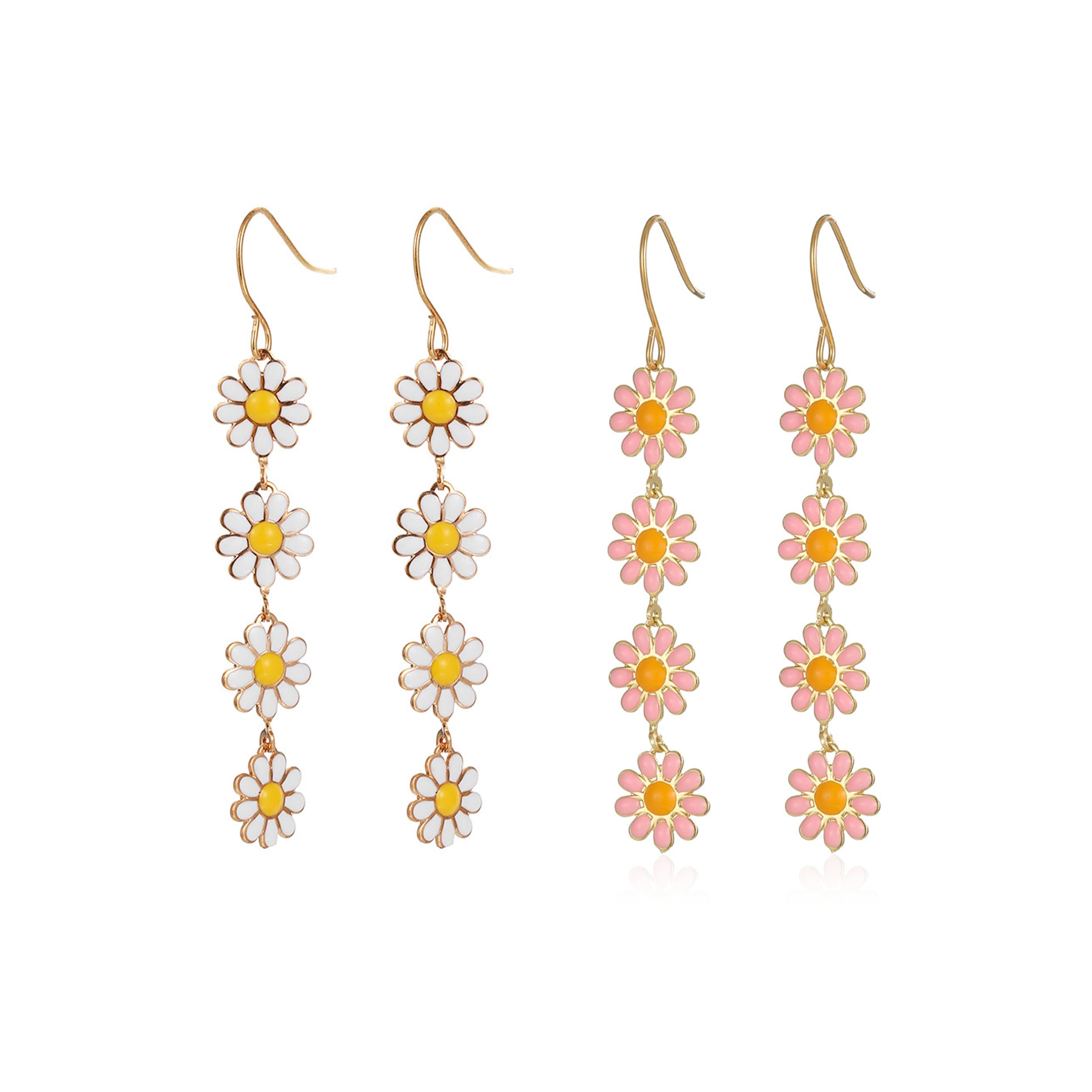 VIVANILLA Creative Little Daisy Earrings Exquisite Korean Long Tassel Dangle Ear Rings Versatile Oil Dropping Colorful Hook Earring for Women and Girls Ideal Gift for Loved Ones (Set of 2) (B0CFW3J7JP) Amazon Price History, Amazon Price Tracker
