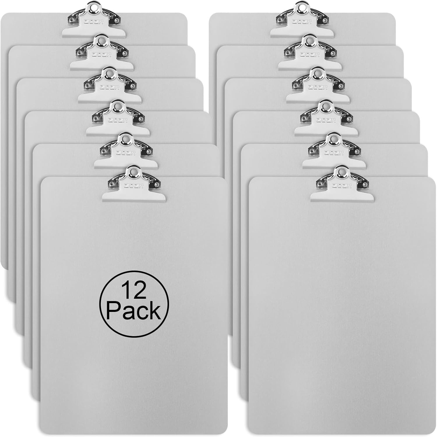 ZCZN Metal Clipboard, 12 Pack Heavy Duty Aluminum Clipboards 12 x 9 Inches, A4 Letter Sizer Document Holder with High Capacity Clip, Suitable for School, Office, Jobsite or Medical Staff, Silver