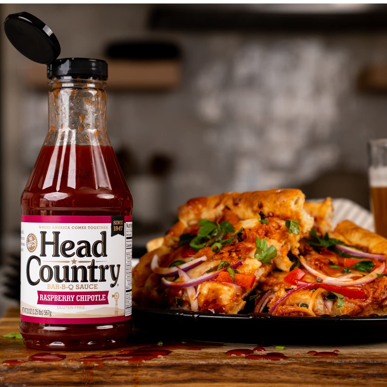 Head Country Bar-B-Q Sauce, Raspberry Chipotle | Soy Free, Gluten Free Barbecue Sauce With No Added Preservatives | Sweet & Smoky Championship BBQ Sauce For Chicken, Pork & More | 20 Ounce, Pack of 1 - Image 4