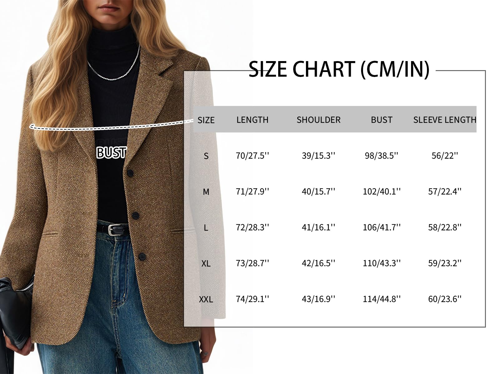 Photo 1 of Mina Self Women's Herringbone Tweed Blazer - XL
