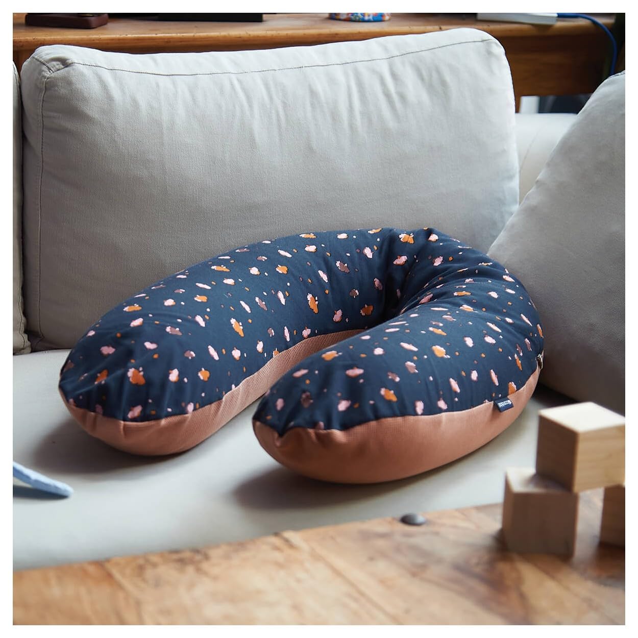 Candide – Cojín de embarazo – Cojín de lactancia – Cojín de maternidad – Hamaca para bebé – Multirelax – 3 9 kg – desenfundable – Fabricado en Francia – 69 x 44 x 14 cm (floral/verde de gris)