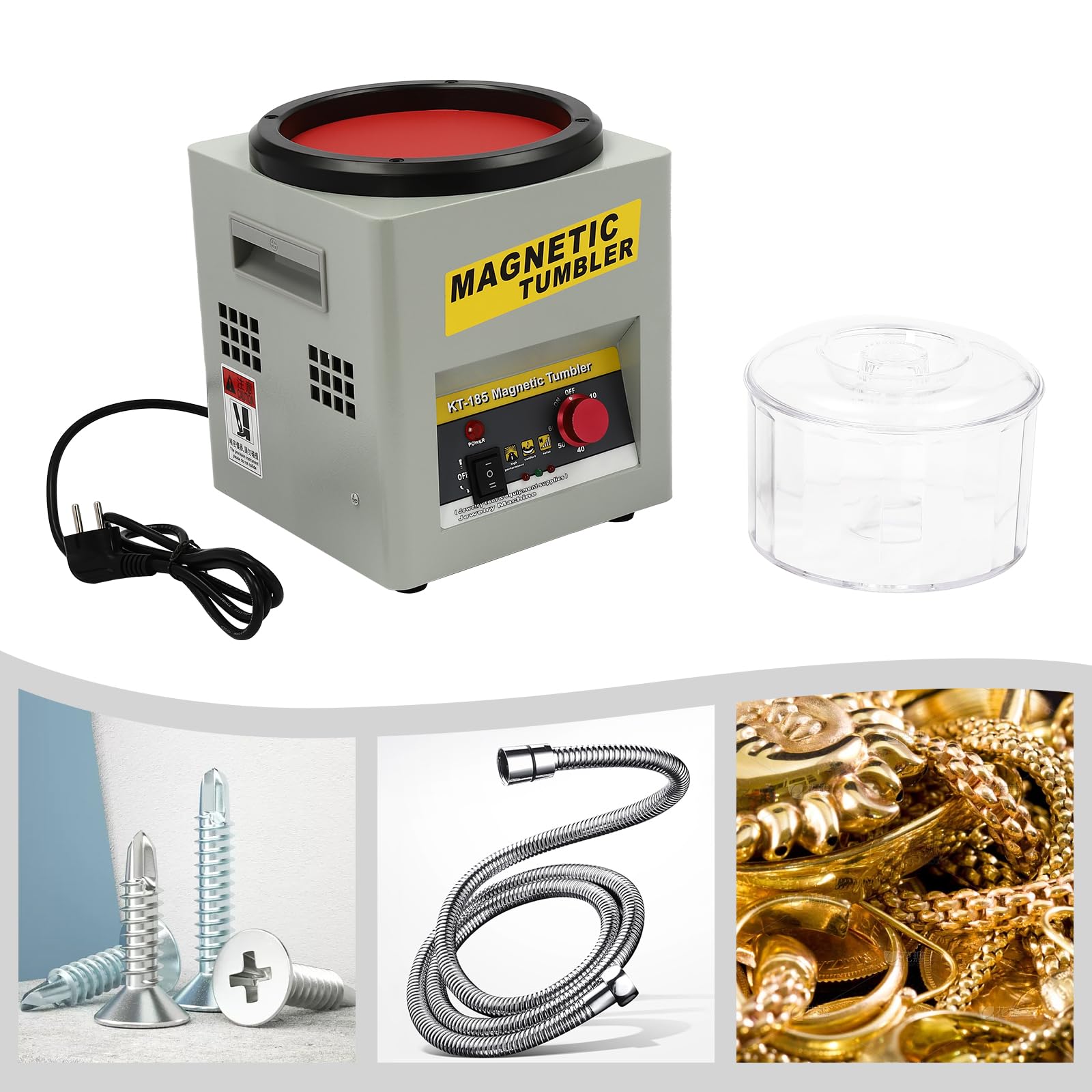 MINUS ONE Lucidatrice Magnetica per Gioielli Stazione di Finitura Super lucidatura Lucidatrice Tumbler Lucidatrice Frequenza Regolabile 2000rpm - 220V