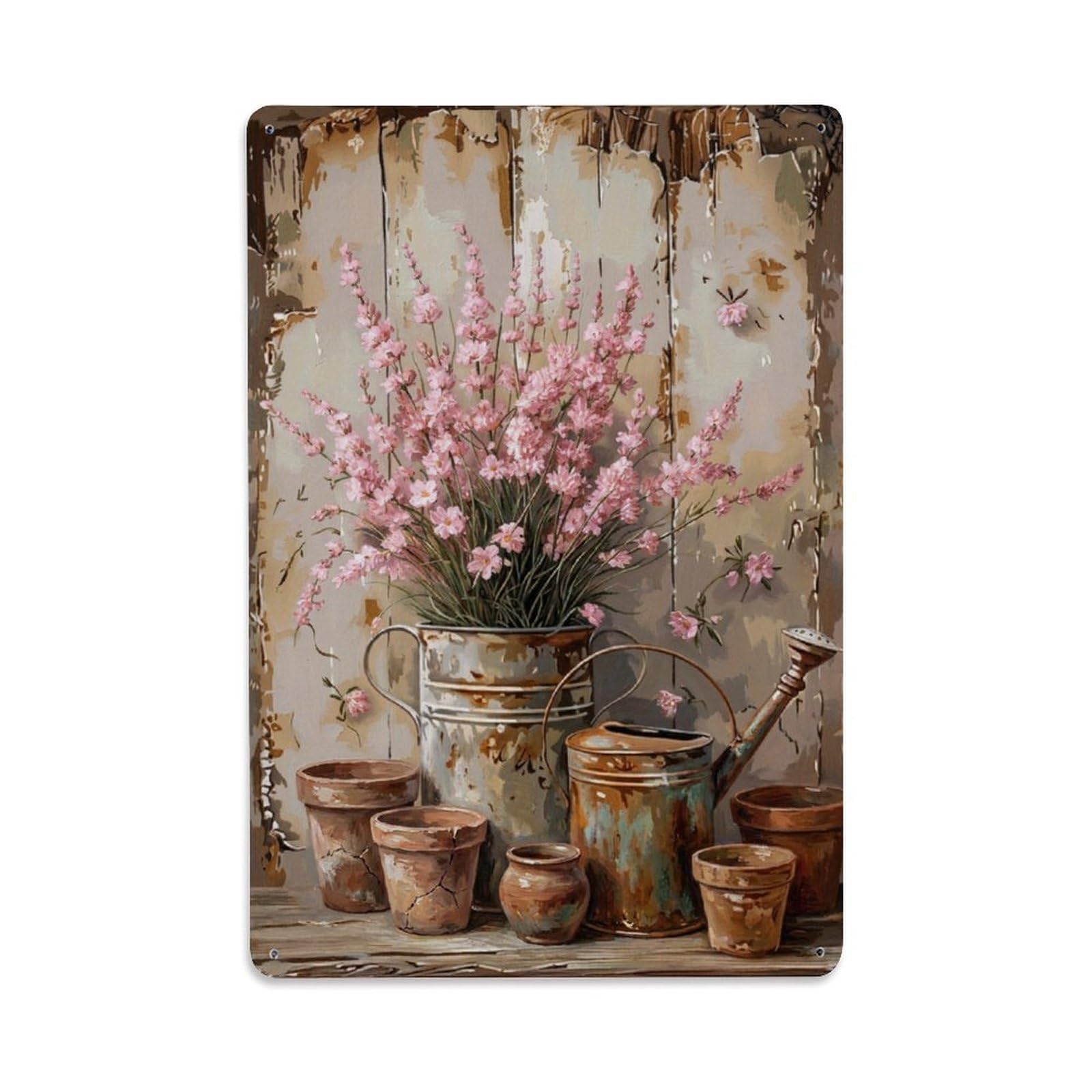 Vintage Flower Bunch Rhodanthe Pastoral Aesthetics Metal Tin Sign