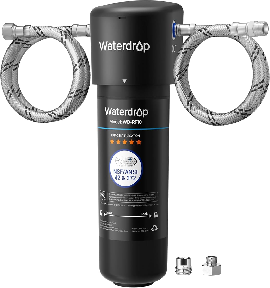 Waterdrop 10UA Sistema de Filtro de Agua para Debajo del Fregadero, 30.000 Litros Sistema de Filtrado de Agua de Alta Capacidad, Certificado NSF/ANSI 42, Reduce el 99,99% de Plomo, Cloro, Mal Sabor