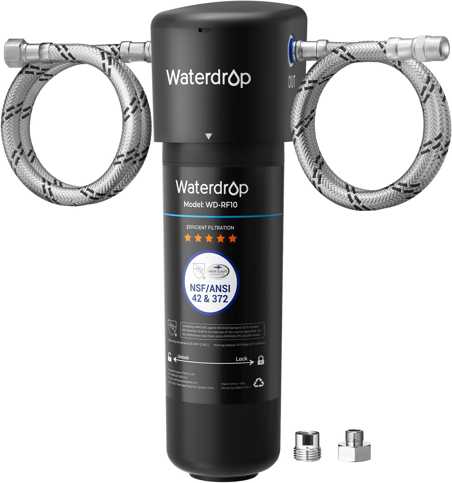Waterdrop 10UA Under Sink Water Filter, 11000 gallons High Capacity Water Filter System, NSF/ANSI 42 Certified,Reduce PFAS, PFOA/PFOS, Reduce Lead, Chlorine, Bad Taste, Odor