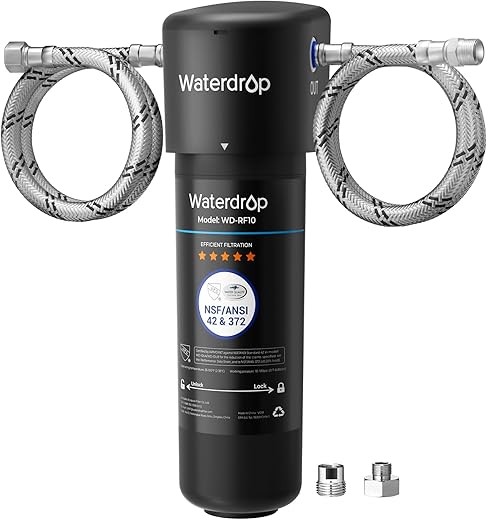 Waterdrop 10UA Under Counter Water Filter System, Direct Connection to Kitchen Faucet, 30,000 Litres High Chlorine Reduction Capacity