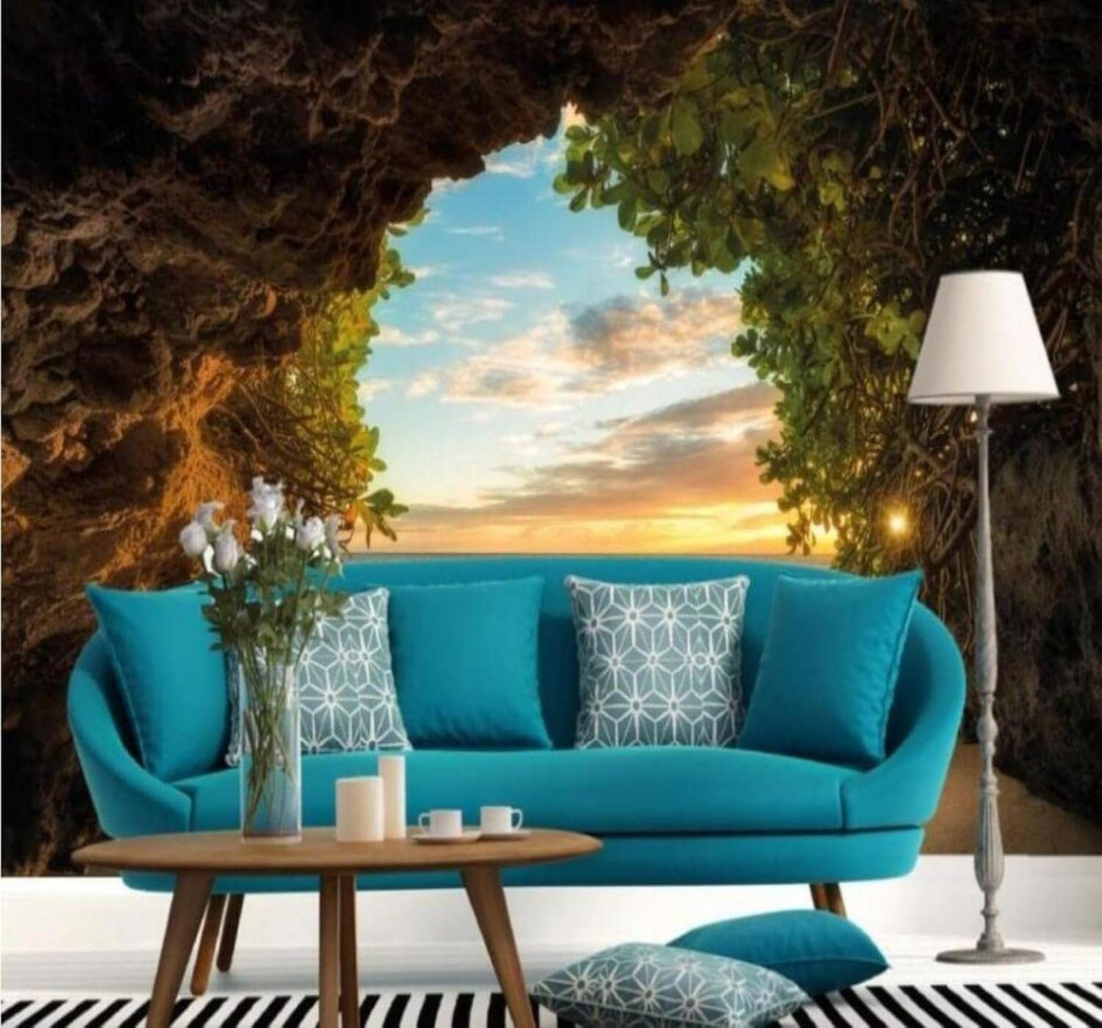 XLMING Three Dimensional Sea Sky Cave Natural Landscape 3D Wallpaper Luxury Home Dining Decor Paste Sofa Living Room The Wall for Bedroom Mural-300cm×210cm