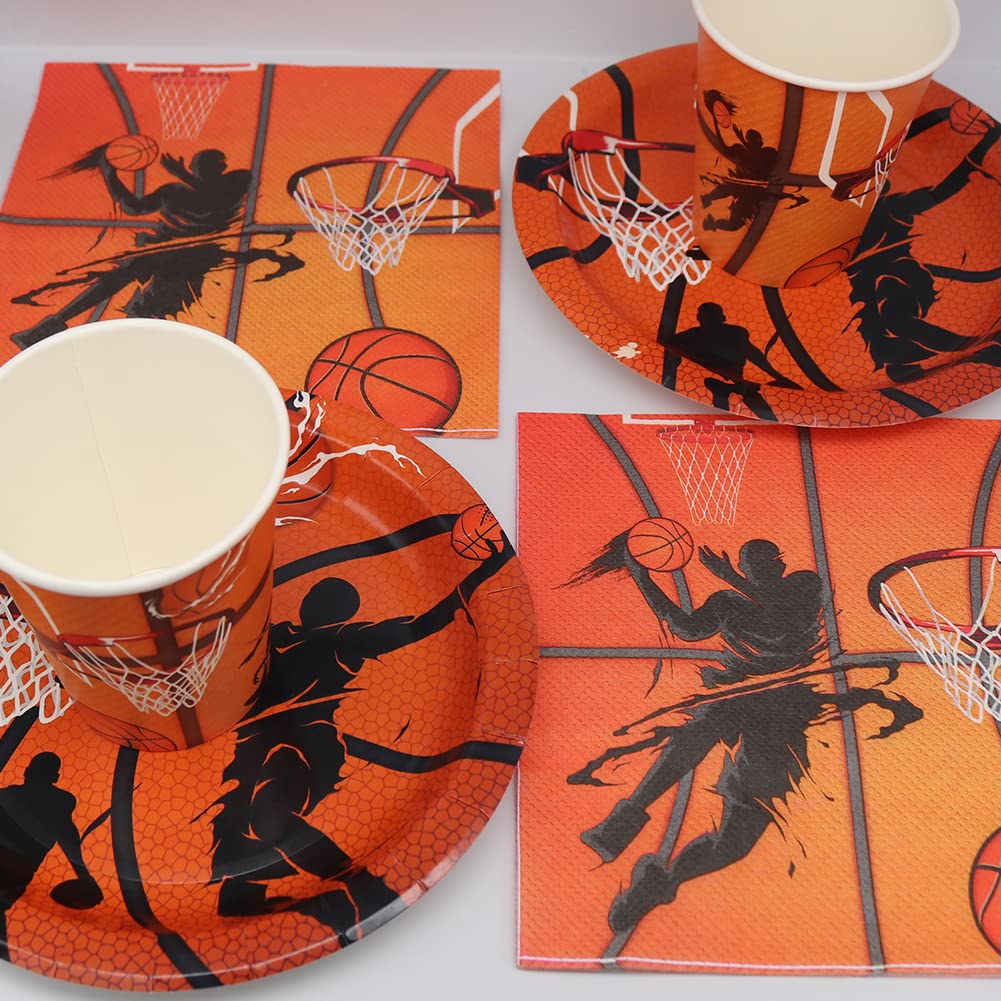 Doyomtoy 61 pezzi decorazione da tavolo da basket Piatti e bicchieri per festa di compleanno bambini