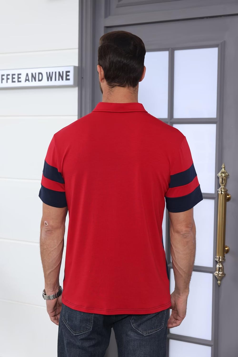 Mens Polo Shirts Short Sleeve Color Block T Shirt Summer Lightweight Casual Golf Shirts - Image 5