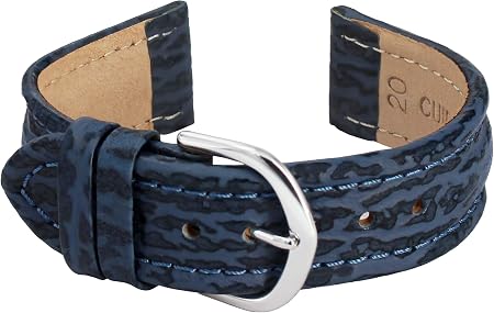 Cinturino Orologio in Blu celeste Pelle - 20mm - - Fibbia in Argento  acciaio inossidabile - B20BluItr11S : Amazon.it: Orologi
