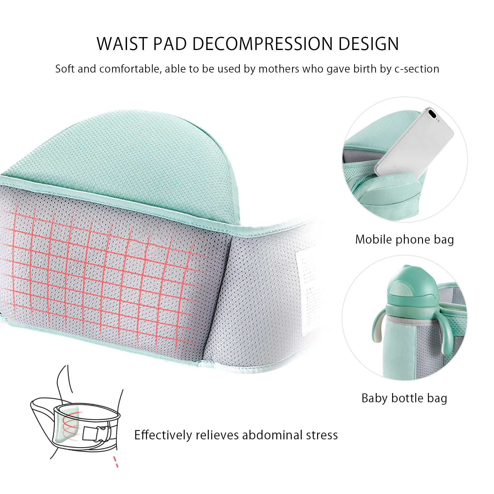 SONARIN Marsupio Neonati Ergonomico con Sedile,Puro Cotone Portantina Leggero e Traspirante per Bambini da 0-36 Mesi,Approvato da Standard di Sicurezza,Multiposizione,Fino a 30 KG(Grigio)