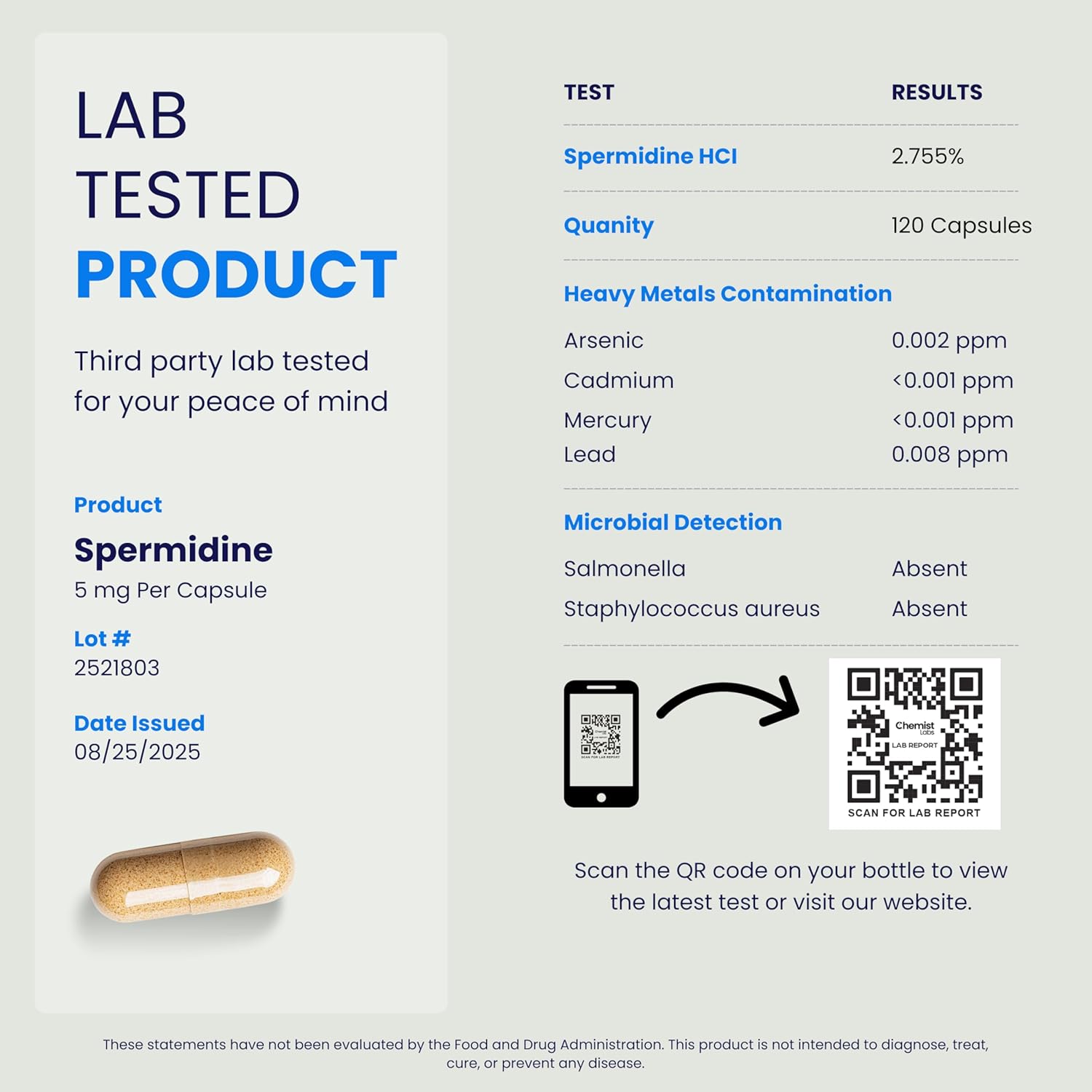 Ultimate Spermidine Supplements for Men and Women, 100x Formula, Longevity Supplements Support, 5 mg Per Capsule, 3rd Party Tested, Vegan, 120 Servings - Image 6