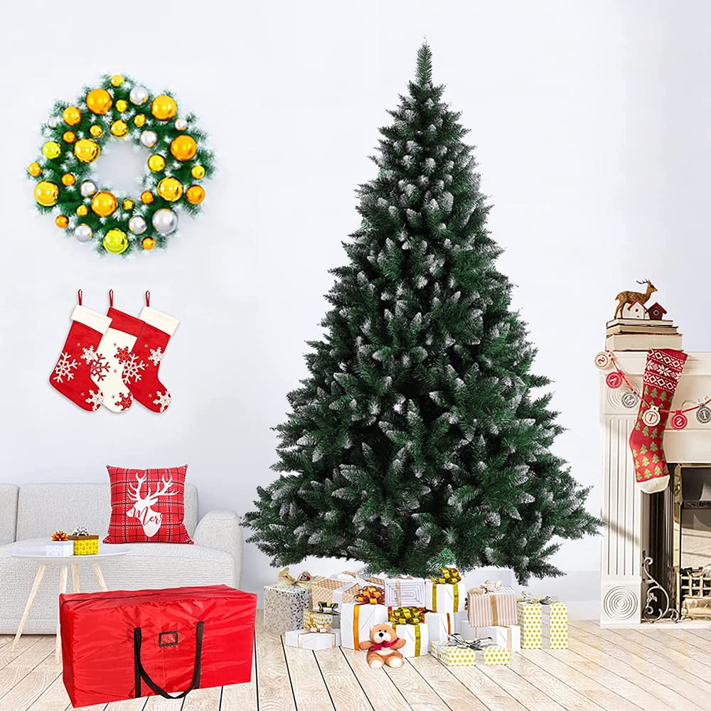 OHMG 180cm Künstlicher Weihnachtsbaum Grün,Weihnachtsbaum PVC künstlich,Tannenbaum Christbaum Tanne Unecht Weihnachtsdeko mit 600 Spitzen,unechter Tannenbaum inkl. Metallständer (600 Zweige)