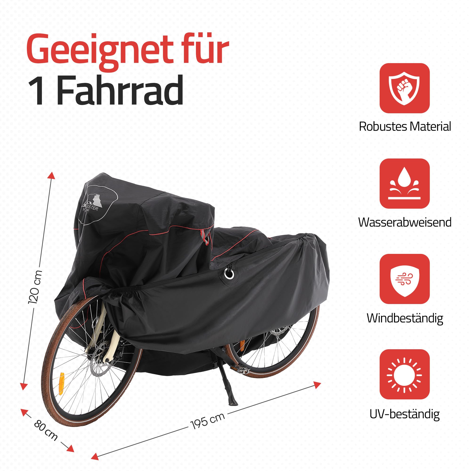 HikeMeister® Premium Qualität Fahrradabdeckung Wasserdicht 300D Oxford Abdeckungen Fahrradschutzhülle Fahrradträger für 1/2 Fahrräder Wasserfest Atmungsaktiv Regenschutz Schutzbezug (Für 1 Fahrrad)