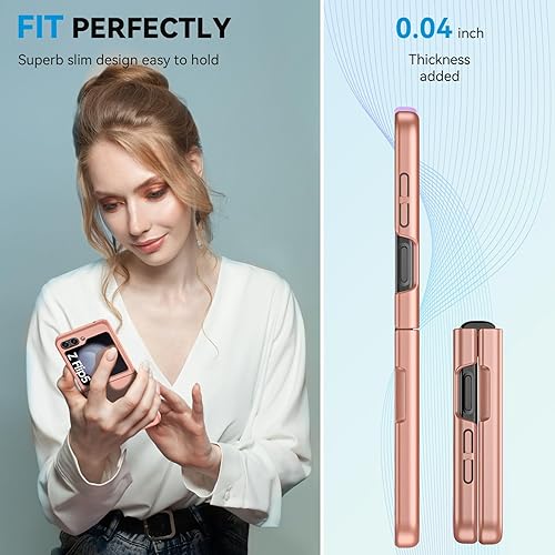 Miniatura 6 de Vizvera Funda para Samsung Galaxy Z Flip 5 con protección de pantalla, Flip z 5 Slim HD, funda protectora transparente antiarañazos, a prueba de