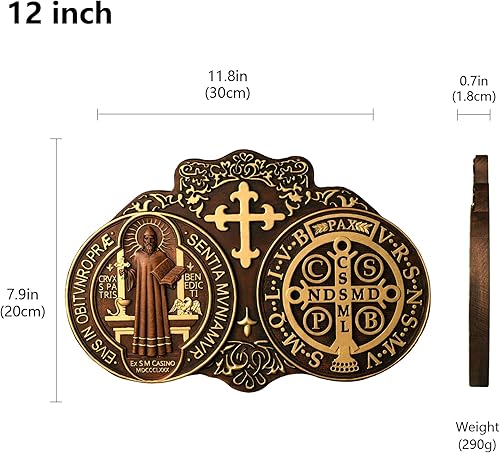 Miniatura 10 de bgcarpenter Saint Benedict Wall Decor Protect This Home, Wooden St Benedict Medal Plaque Wall Art, Handmade Wall Hanging Sign, Religious Wall Plaque