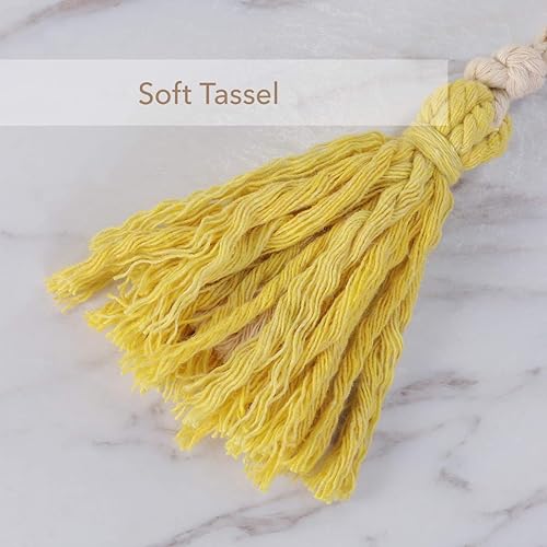 Miniatura 3 de WINOMO Tapiz de macramé para colgar en la pared, tejido bohemio, geométrico, decoración de pared, 24.4 x 17.7 in (amarillo)