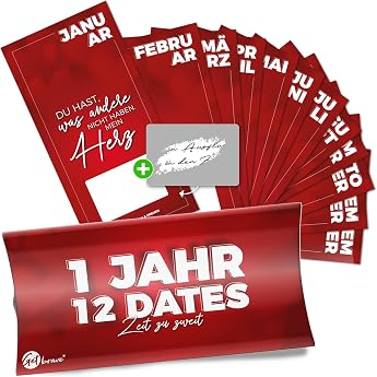getbrave 1 Year, 12 Dates &ndash; The Gift for Time Together &ndash; Dates to Fill Yourself with Scratch Sticker &ndash; Surprise for Birthday 