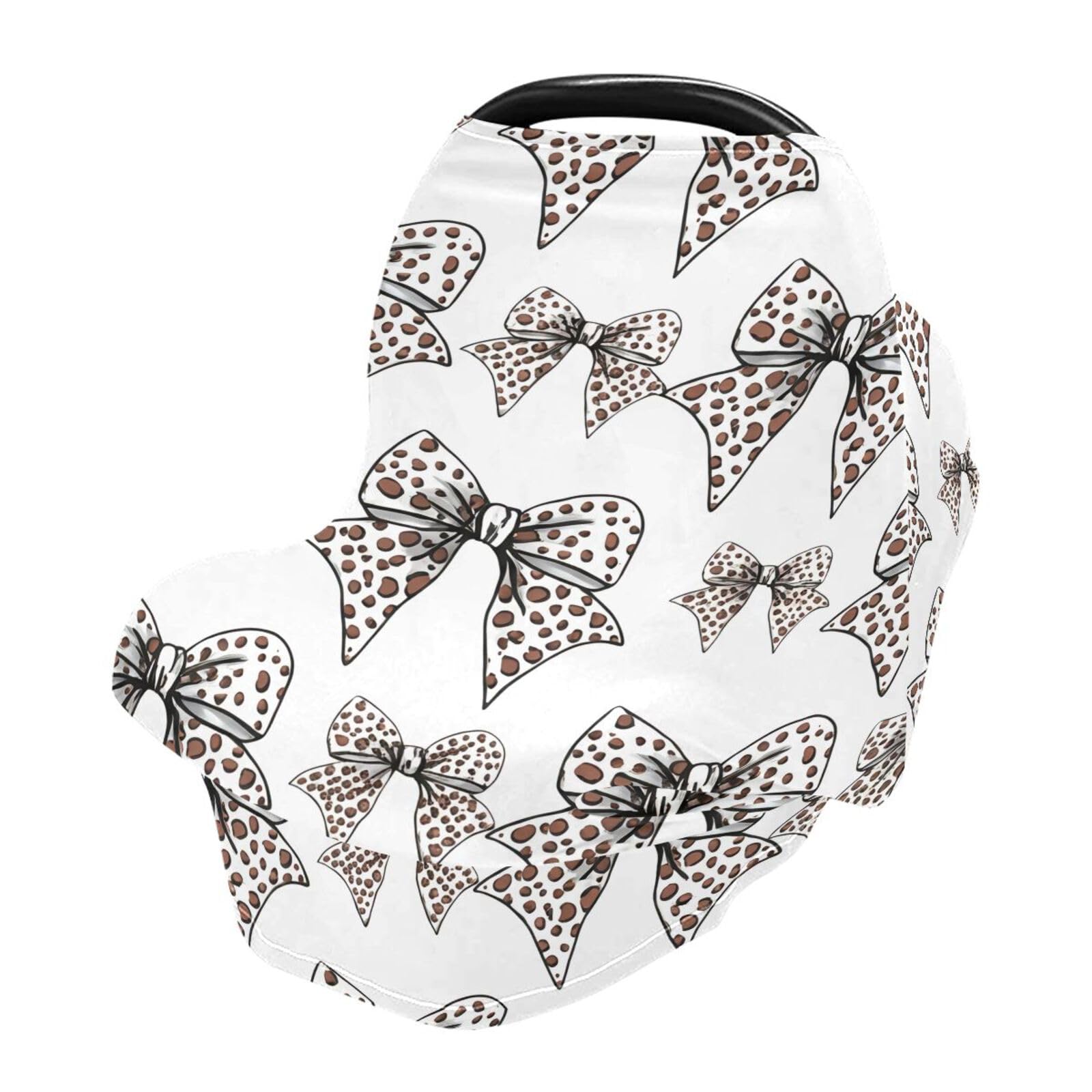 Nesatuwa Baby Car Seat Cover Bow Ribbon Breastfeeding Covers Stretchy Breathable Multi-Use Cover Carseat Canopy for Girls and Boys