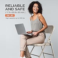 Vista 8 de VINGLI Folding Chairs All Steel Metal Frame, Capacity 350 lbs, Durable Portable and Versatile for Indoor Outdoor Use, Khaki, Set of 8