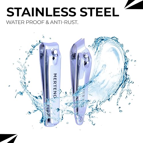 Miniatura 4 de Juego de 3 cortaúñas profesional de acero inoxidable afilado de alta calidad con estuche de estaño de viaje resistente, kit de manicura profesional