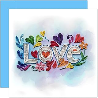 KingKraft Anniversary Card for Wife, Love Quilling Card, Greeting Card for Wedding, Birthday, Thinking of You, Get Well, Mothers Day Card, Valentines Day Card for Her, Blank Inside