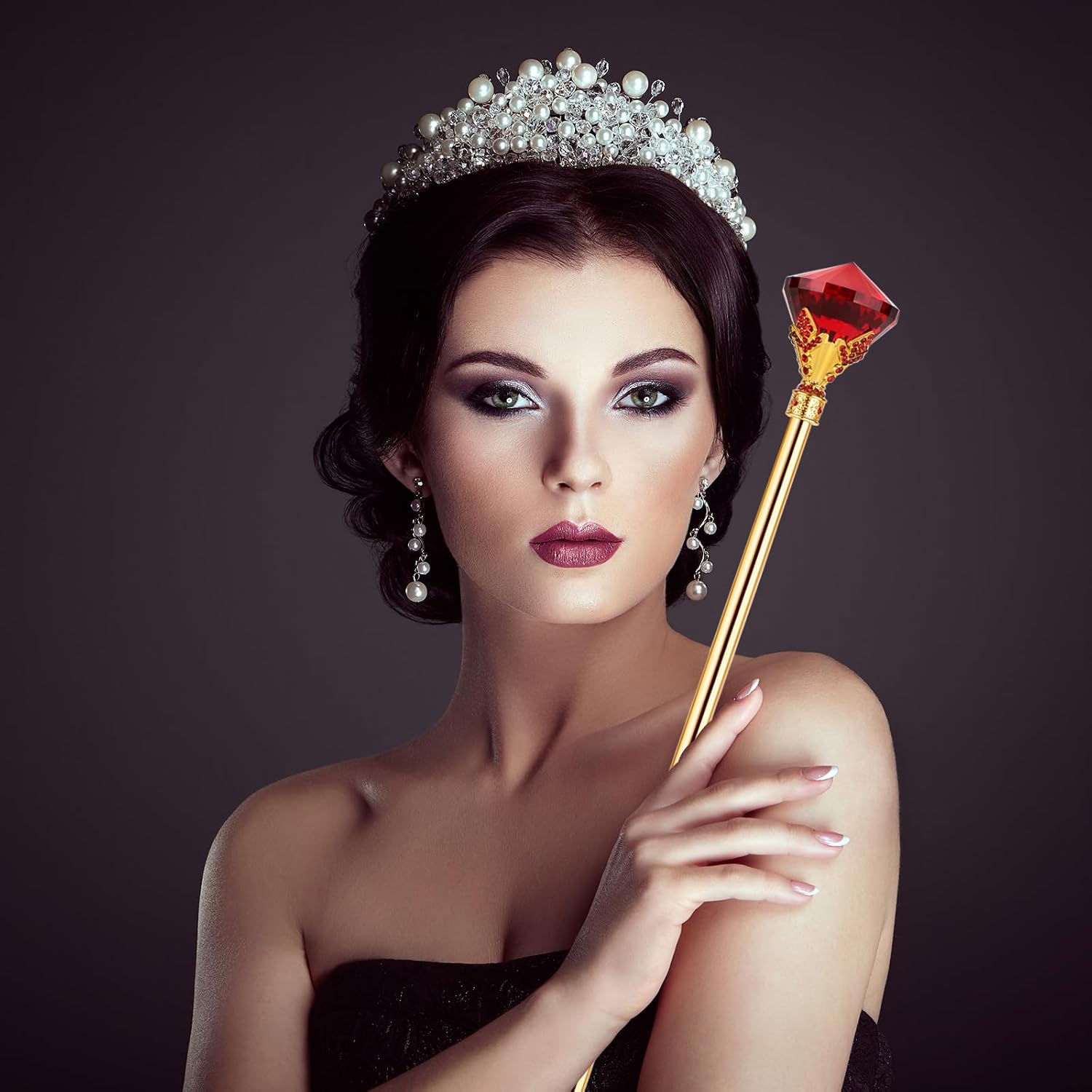 Snowflake Fairy Princess Wands Crystal Magic Wand for Pageant Party Birthday (Red)