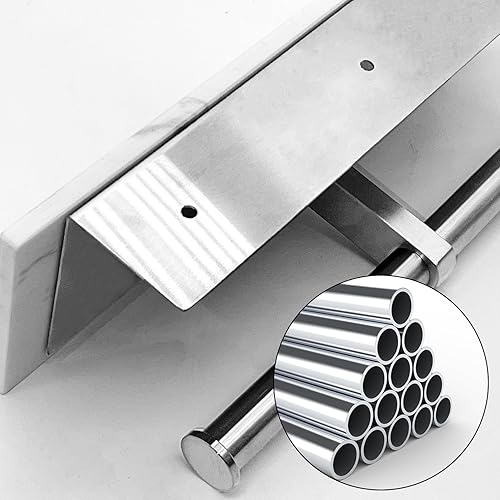 Miniatura 4 de Soporte de papel higiénico con estante, soporte de pared doble para papel higiénico y 2 ganchos adhesivos gratuitos para baño, baño, soporte de